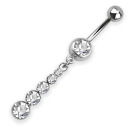 Fehér köves lógós köldök piercing