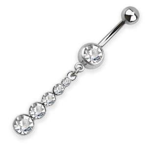 Fehér köves lógós köldök piercing